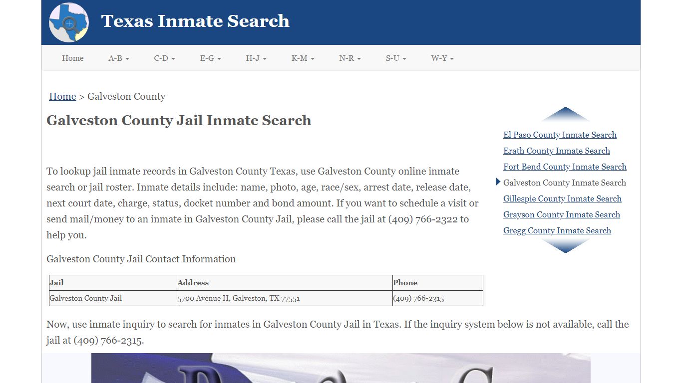 Galveston County Jail Inmate Search